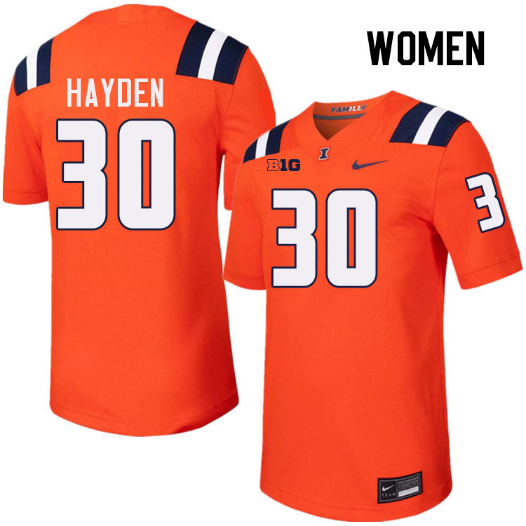 Women #30 Jojo Hayden Illinois Fighting Illini College Football Jerseys Stitched-Orange